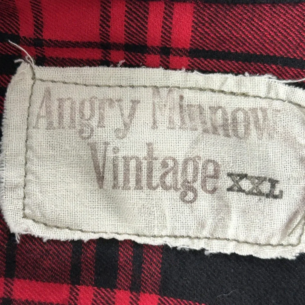 Hamms Beer Flannel Shirt Mens 2XL Red Plaid Angry Minnow VTG‎ Canvas Old Tag - Picture 4 of 12